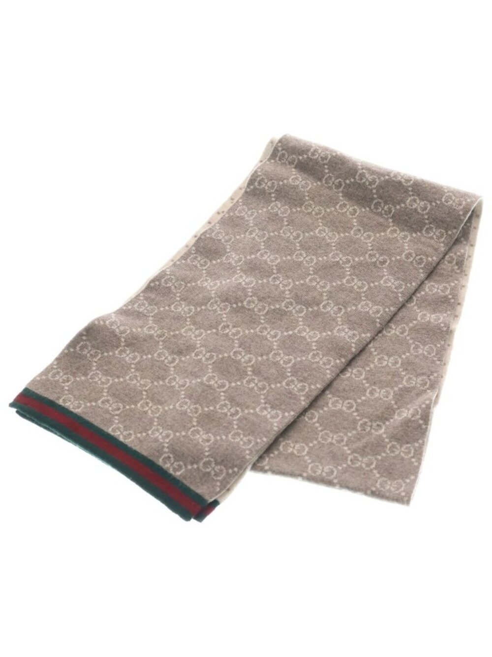 Gucci GG Logo All Over Print Wool Shawl Scarf Gray